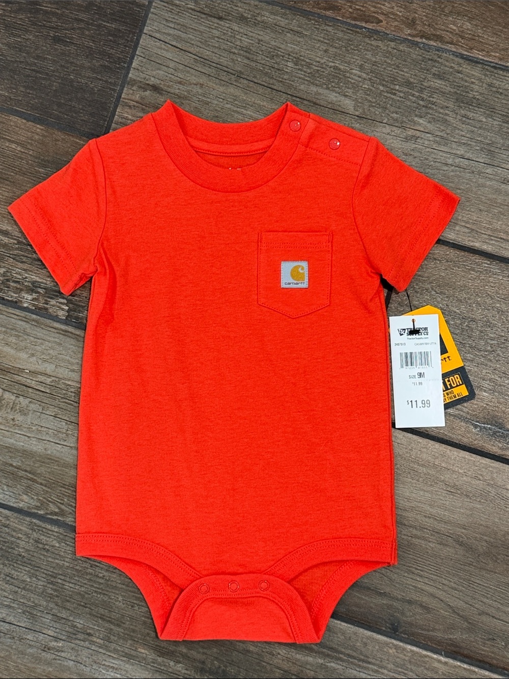 Carhartt Baby Bright Orange Pocket Bodysuit